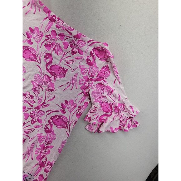 Lilly Pulitzer Women's XS Lula Dress Coral Reef Tint Flamingle Engineered - Picture 8 of 9